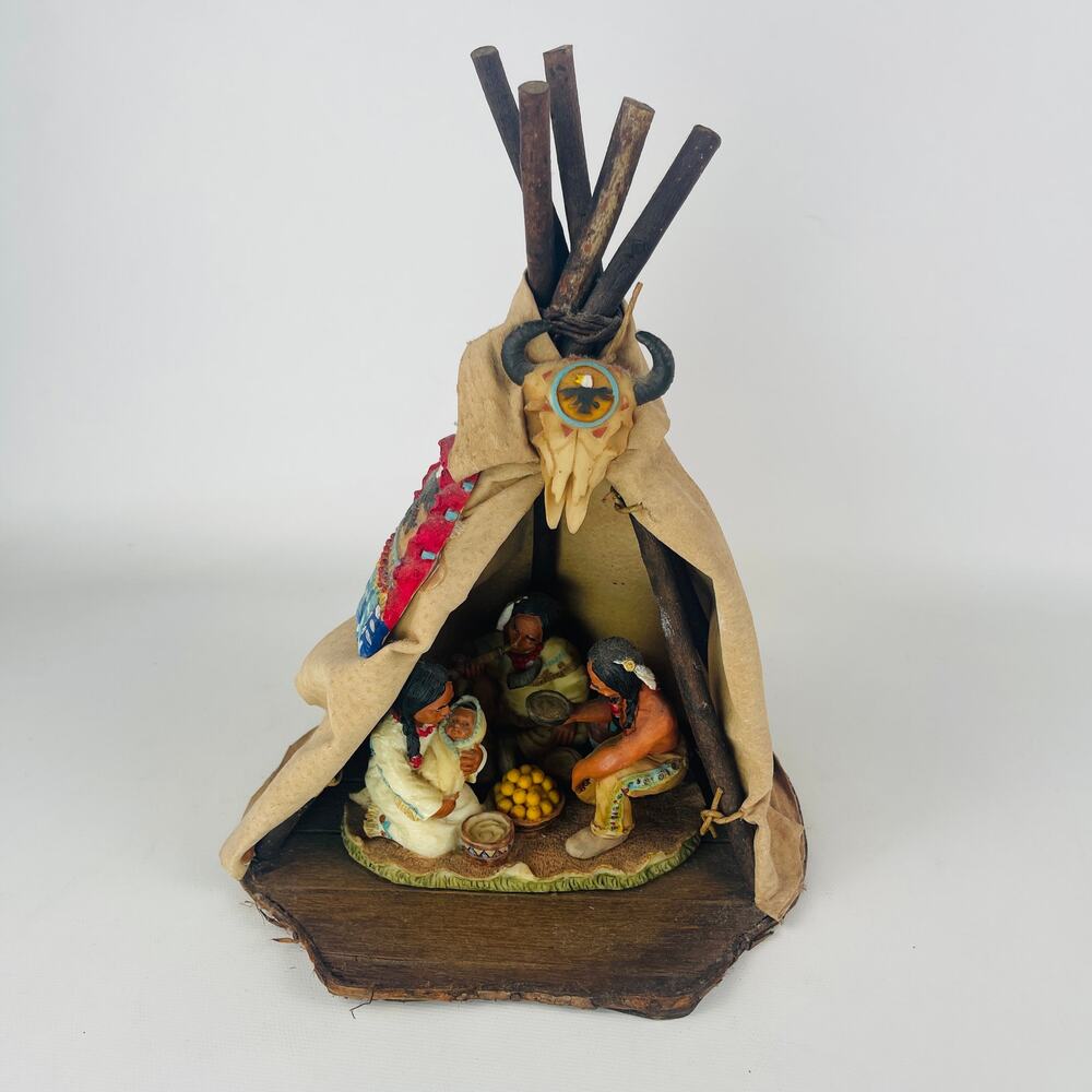Vintage Native American Plains Indian Teepee Family Decor 10"